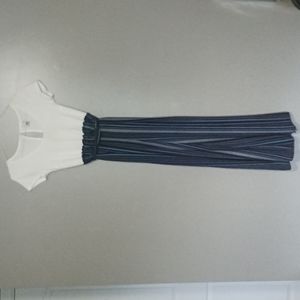 LA Gypsy White And Blue Jumpsuit Size XS